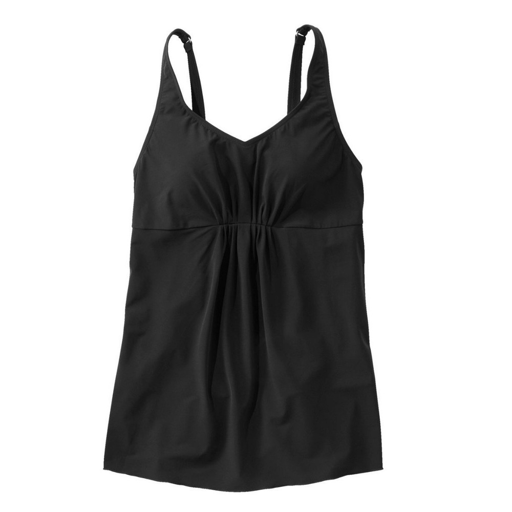 LL Bean Women's Shaping Swimwear Soft Drape Tankini Top Black Size 12, NWT